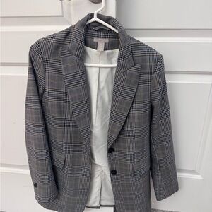H&M Black and Gray Plaid Women's Blazer